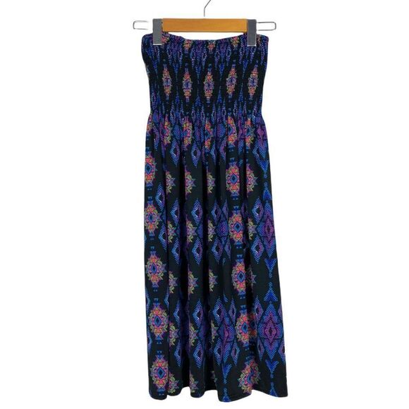 Candy Couture Strapless Tube Dress Aztec Print Neck Tie US S - Picture 1 of 6
